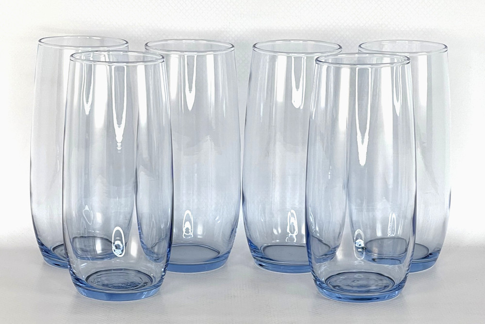 Vintage Libbey Mystic Blue Swirl Water Glasses 17oz Tumblers Set of 6 MCM EUC