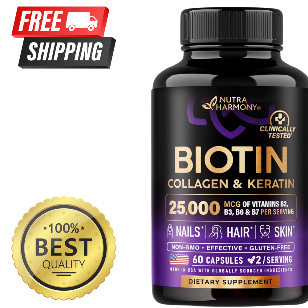 Biotin | Collagen | Keratin - Clinically Tested Supplement - Hair Growth Support