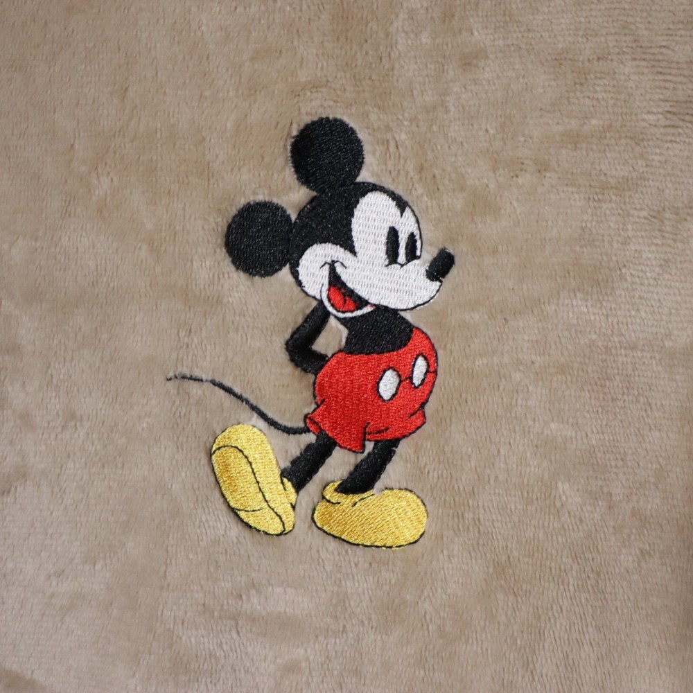 Disney Women’s Size Large Tan Fuzzy Mickey Mouse Hoodie Sweatshirt Pullover