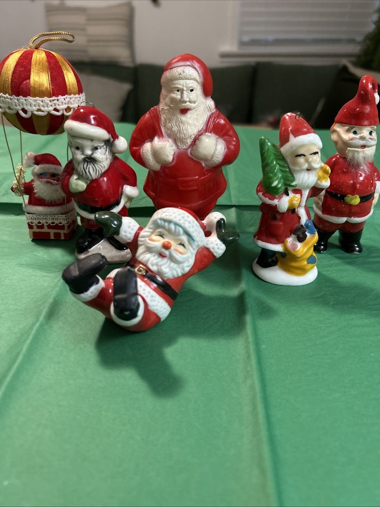 6 Vintage  CHRISTMAS Irwin SANTA CANDY CONTAINER Bone China Mix Lot