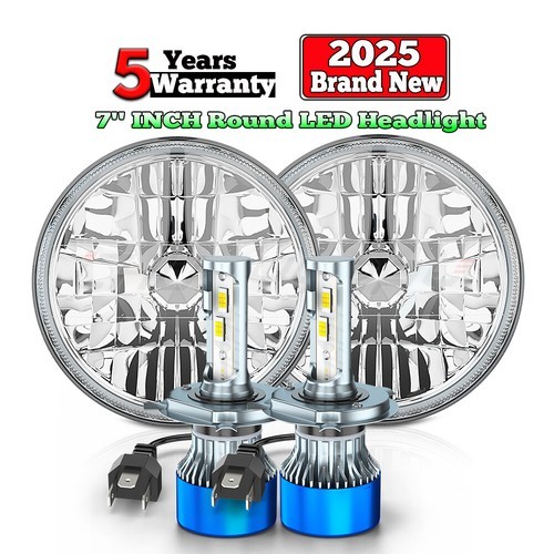DOT 7-Inch Round LED Headlights High Low Beam for Chevy C10 C20 Pickup Truck Pair