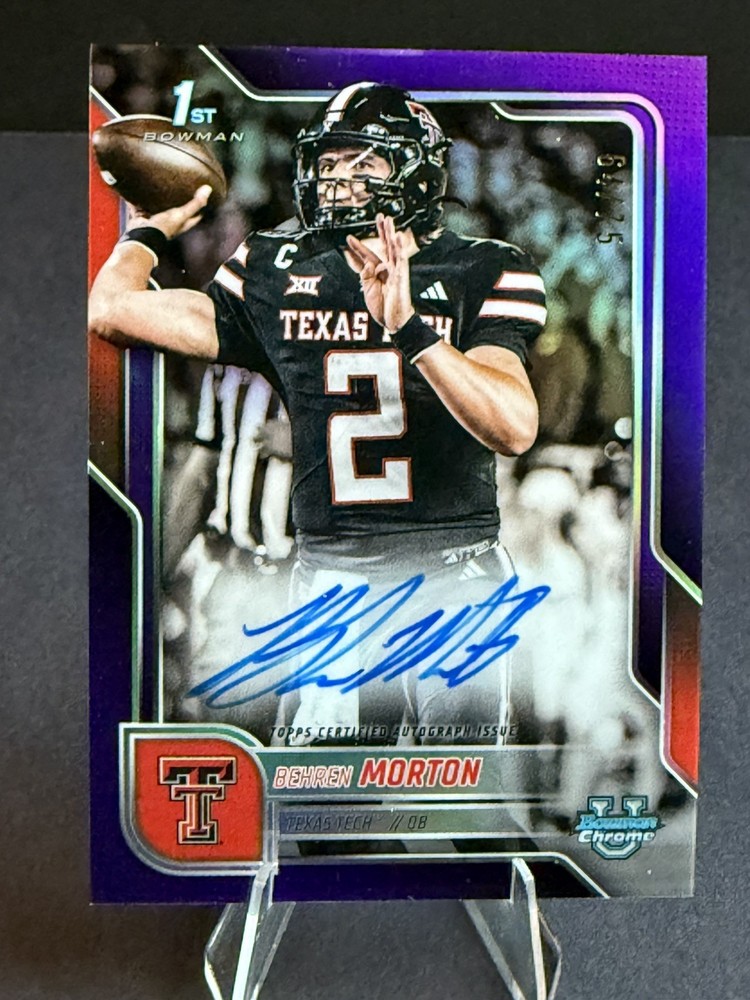 2025 Bowman Chrome U - Behren Morton - 1st Prospect Purple Refractor AUTO /75