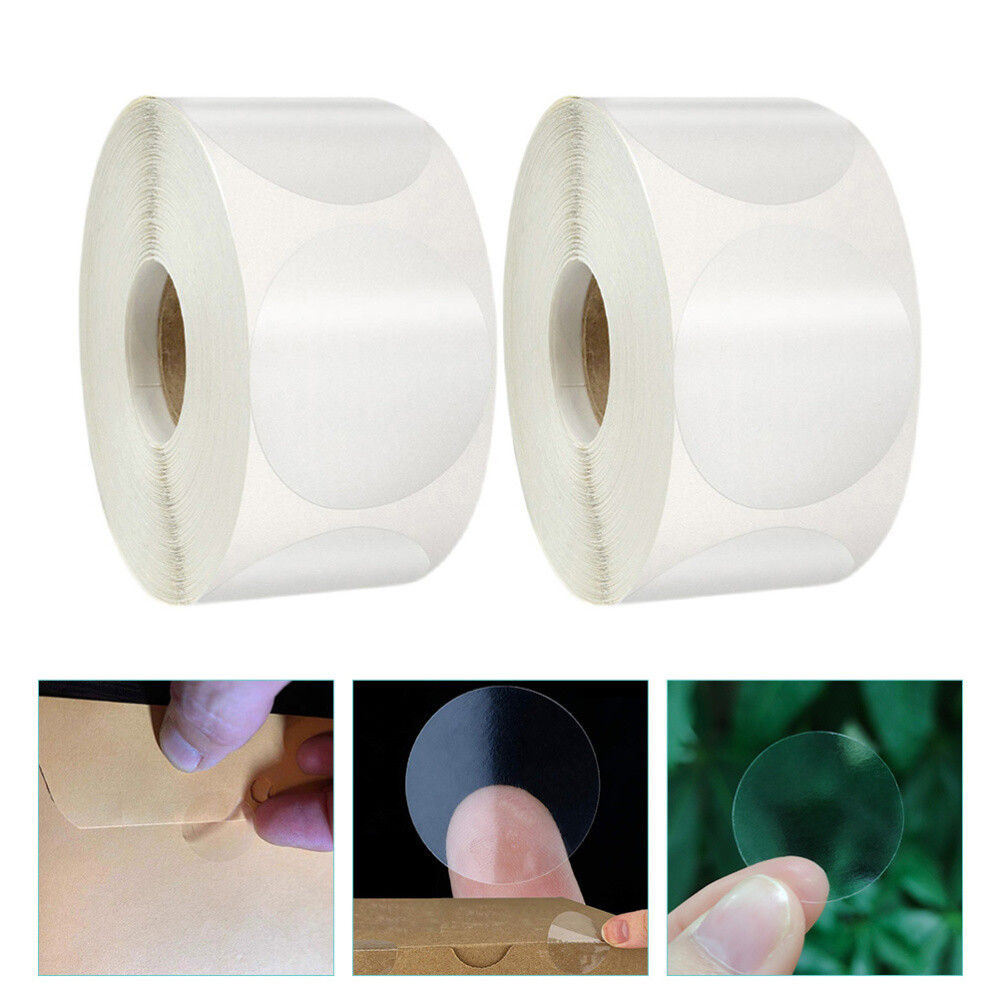 4 Rolls Transparent Round Table Stickers for Gift Packaging and Practical Use