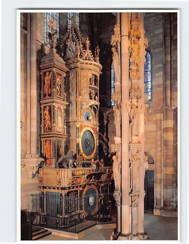 Postcard Pillar of Angels & Astronomical Clock Cathedral de Strasbourg France
