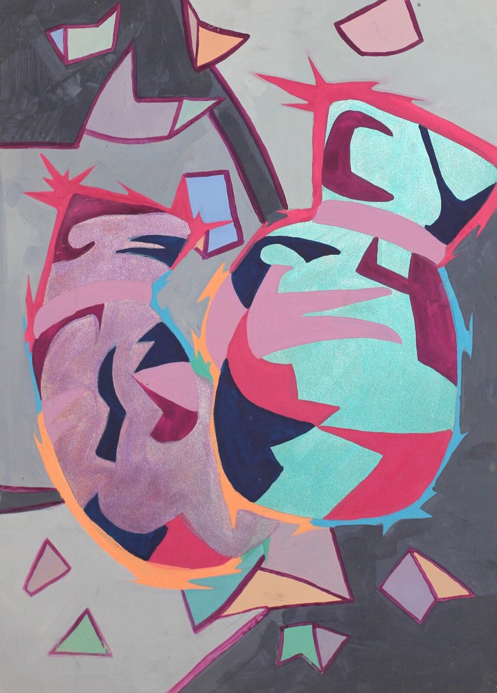 Modern original gouache painting abstract composition