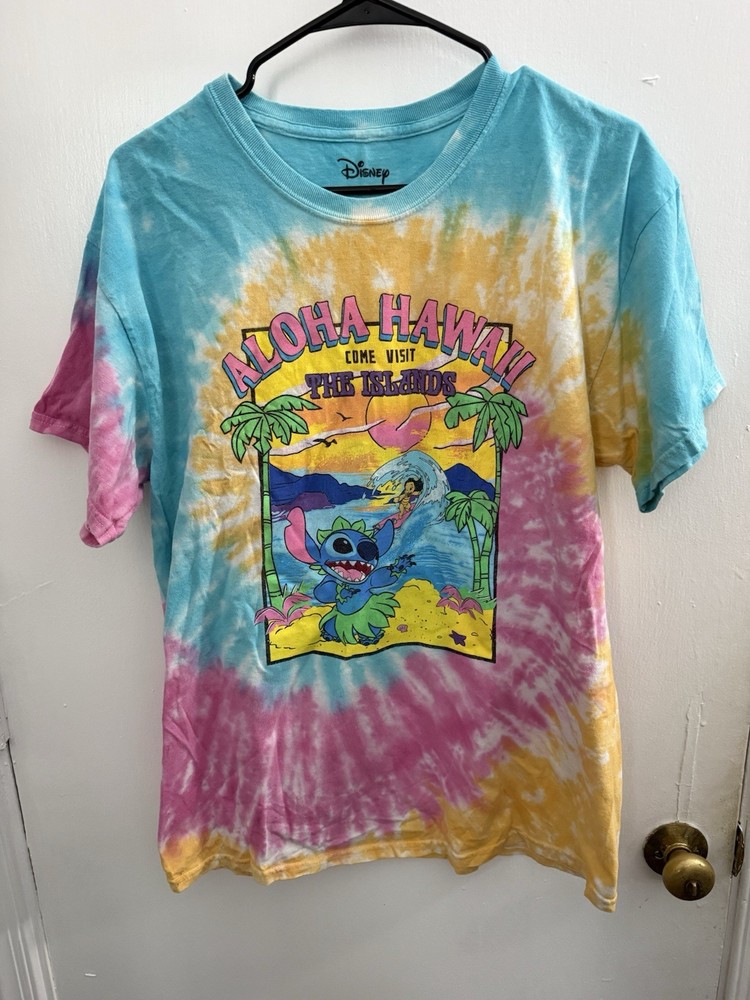 Disney Tie-Dye Lilo and Stitch Size Large Aloha Hawaii Visit The Islands T Shirt