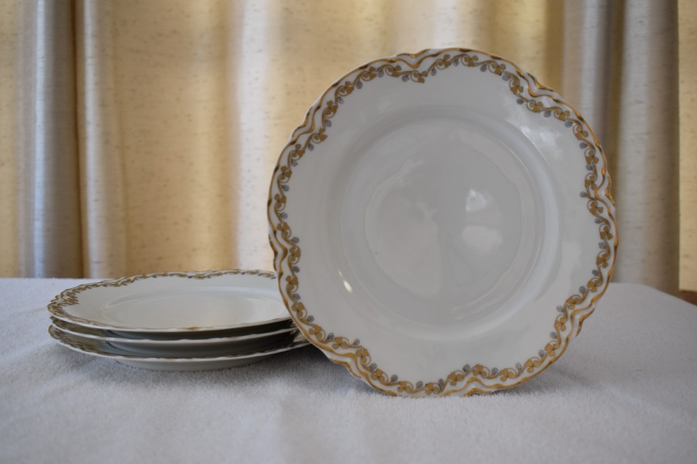 4 H&Co Haviland Limoges Gold Clover Leaf 7 1/4