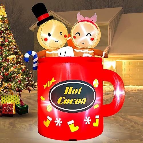 Inflatable Christmas Outdoor Decorations 6FT Cute Giant Blow Up Man Gingerbread
