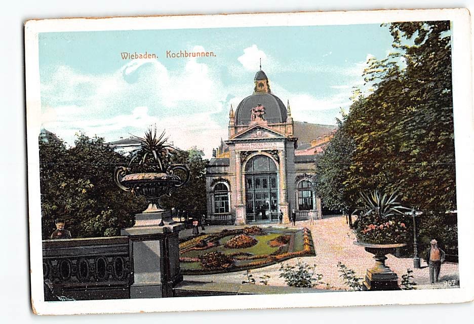 Postcard Kochbrunnen Wiesbaden Germany