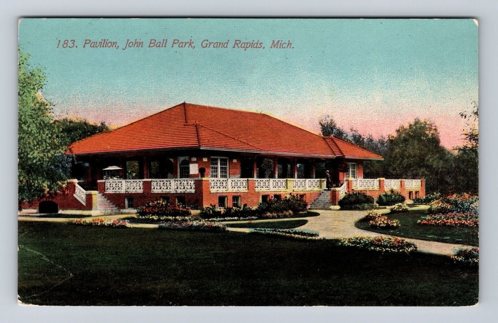 Grand Rapids MI-Michigan, John Ball Park Pavilion, Antique Vintage Postcard