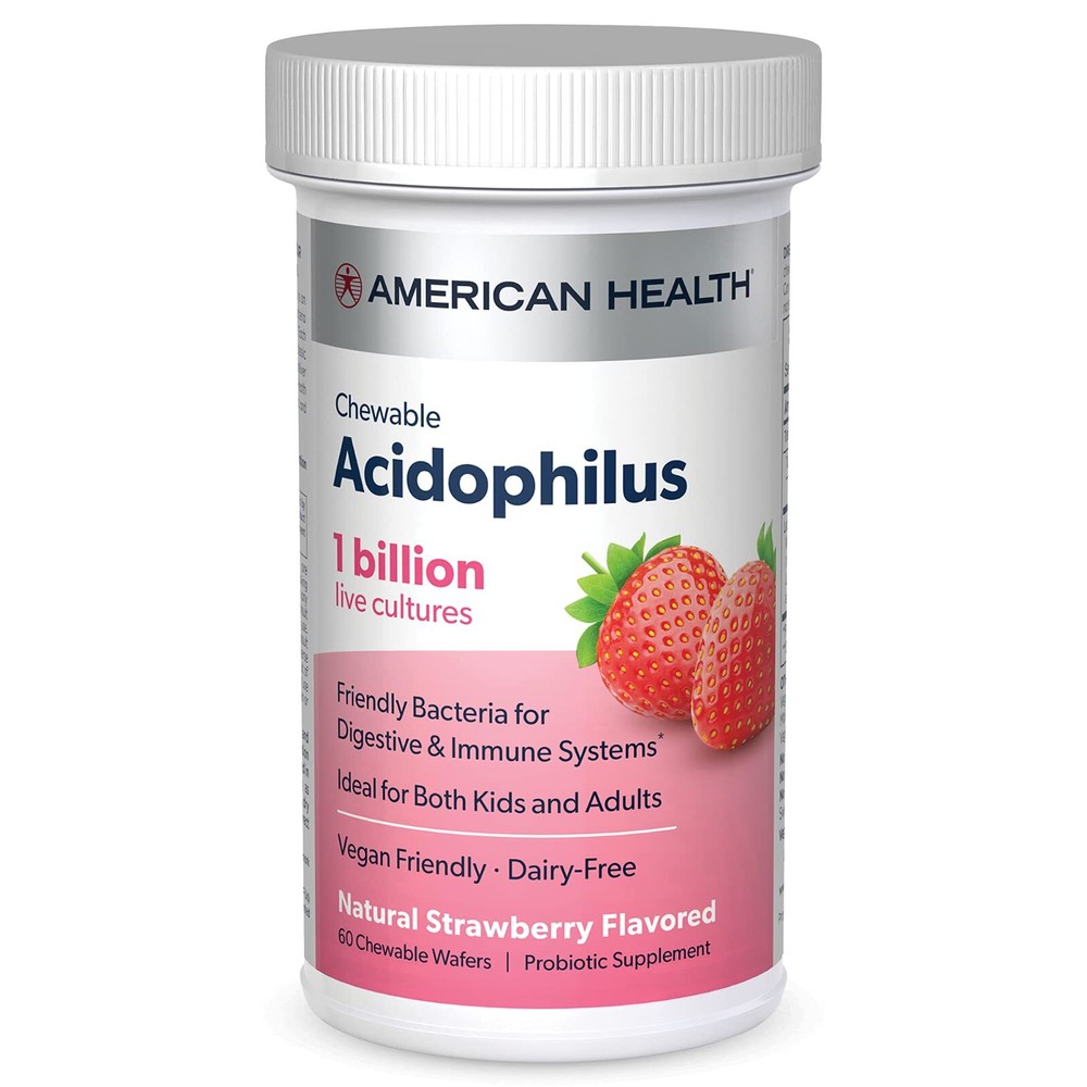 Daily Chewable Acidophilus, 1 Billion Live Cultures, Beneficial Bacteria for ...