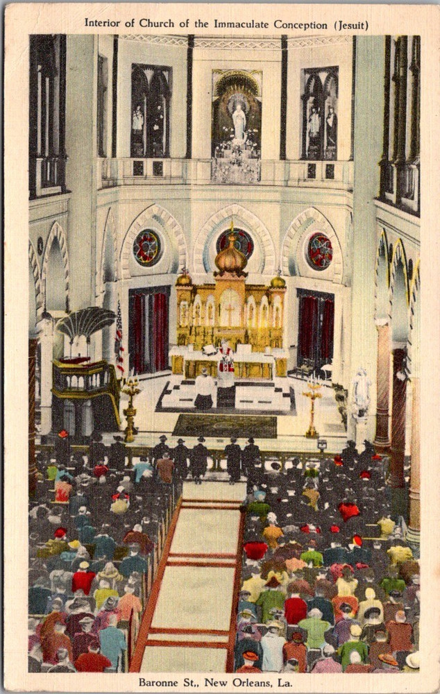 Vintage Postcard Church of the Immaculate Conception New Orleans Interior View