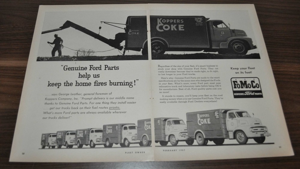 1957 Ford Truck Ad Genuine Parts FoMoCo Koppers Coke Kenworth Merchants