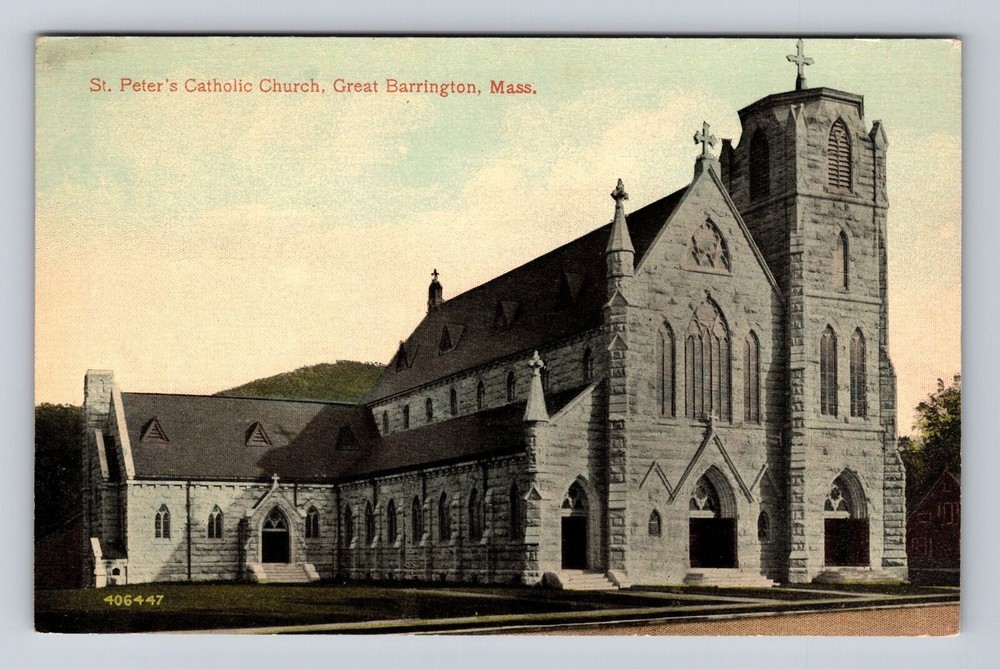 Great Barrington MA-Massachusetts, St Peters Catholic Church, Vintage Postcard