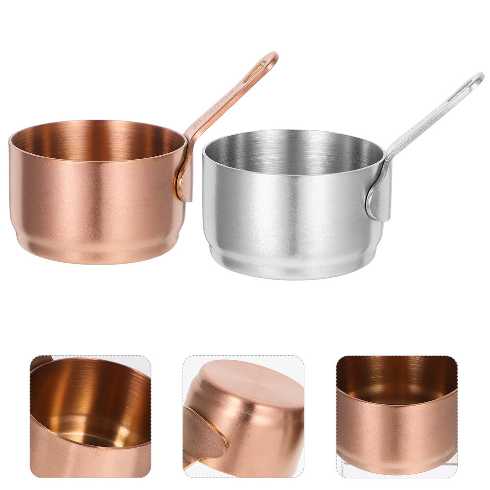 2 Pcs Mini Pots for Cooking Stainless Steel Sauce Pan Dipping