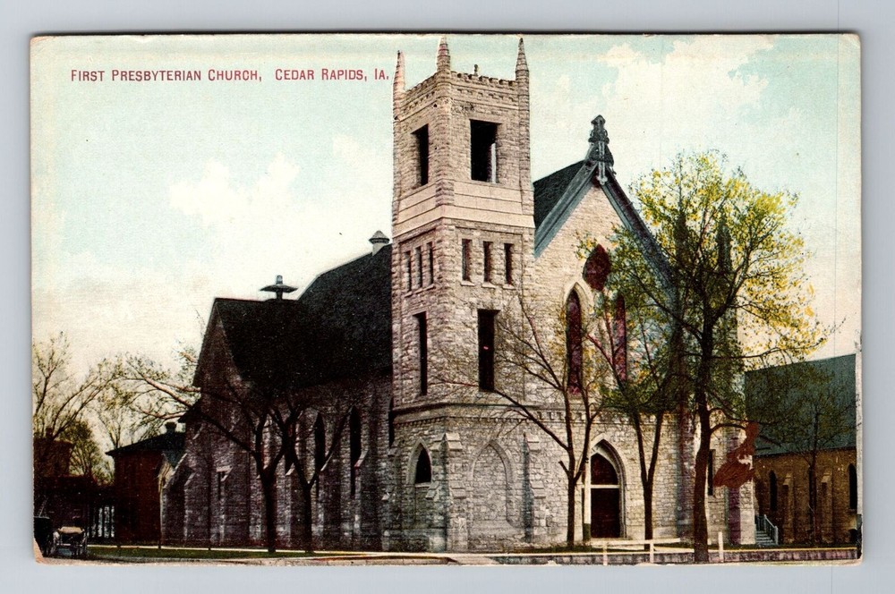 Cedar Rapids IA-Iowa, First Presbyterian Church, Religion, Vintage Postcard