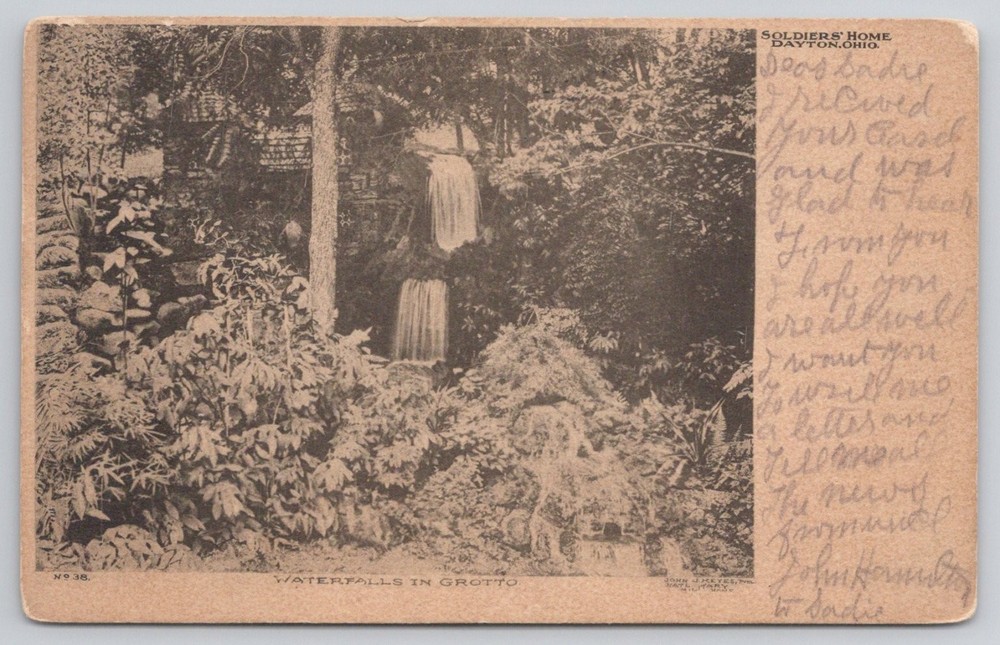 Dayton OH Soldiers' Home Waterfalls Grotto Postcard 1911 Ohio