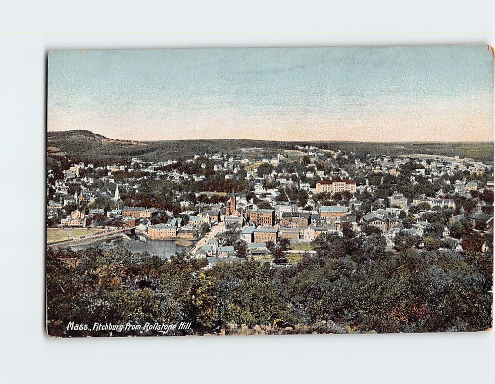 Postcard View from Rollstone Hill Fitchburg Massachusetts USA