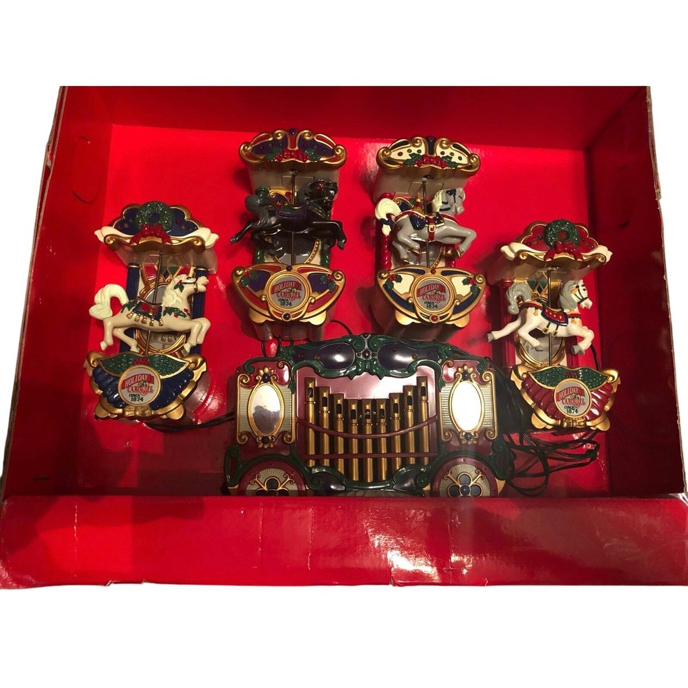Vintage 1994 Mr Christmas Mechanical Carousel 5pc working