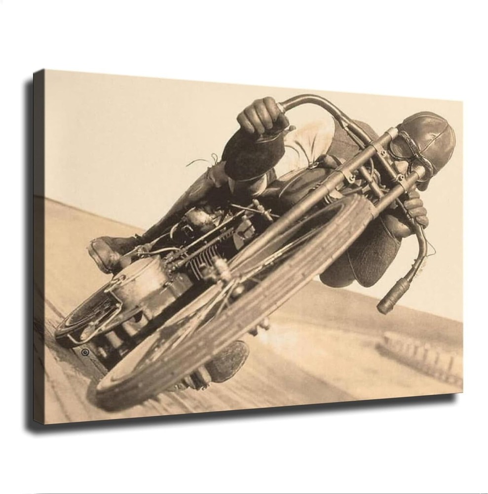 Vintage Motorcycle Poster Retro Bike Wall Art 24x36 Unframed