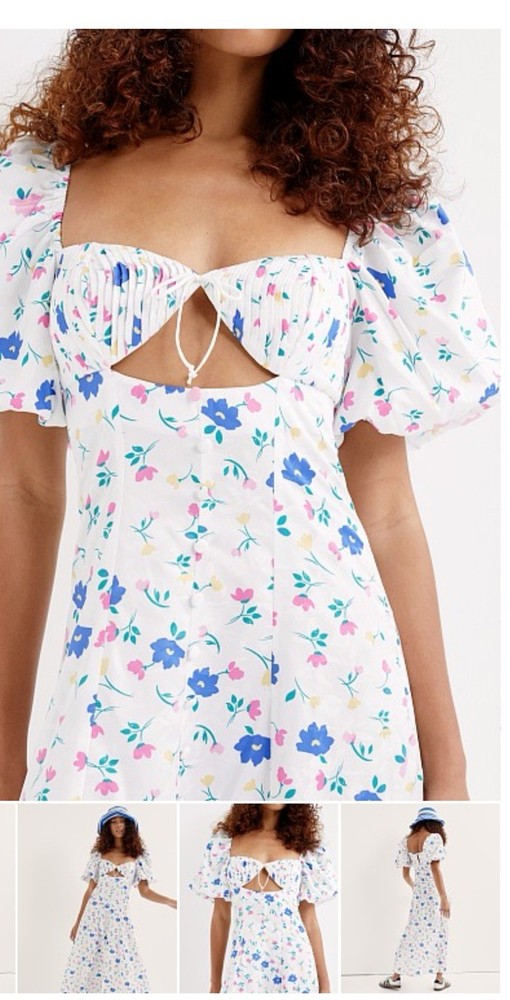 For Love & Lemons Lexy Dress Womens Size Medium White Floral Maxi
