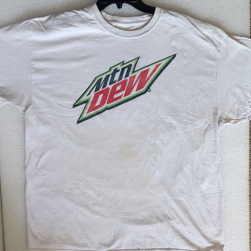 Mountain MTN Dew T-Shirt Promo Mens 2xl Retro Logo Tee Gildan Heavy Cotton