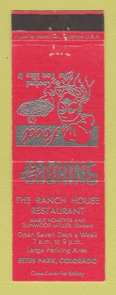 Matchbook Cover - Ranch House Restaurant Estes Park Colorado