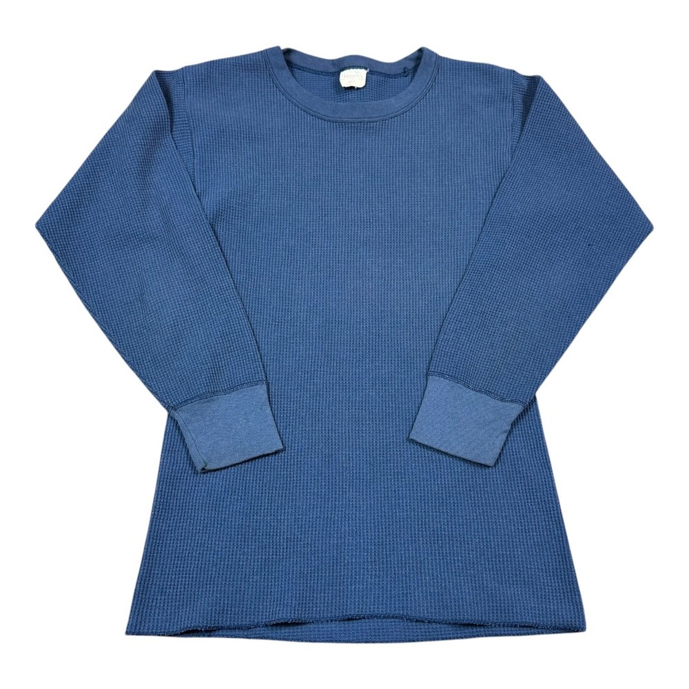 Vintage 70s 80s Handtex Blue Thermal Waffle Knit Long Sleeve Shirt Men's L
