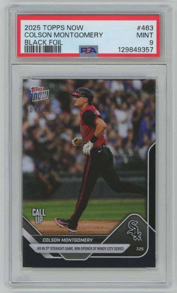 2025 Topps Now Call Up Black Foil Colson Montgomery /10 PSA 9 White Sox #483