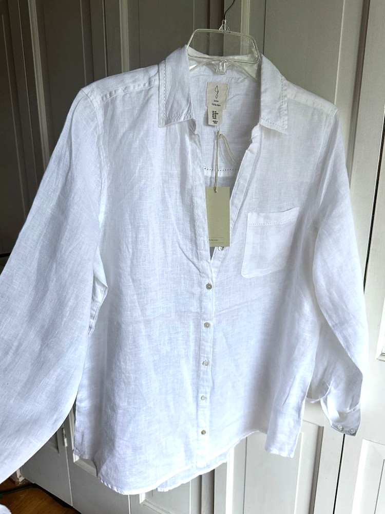 NWT JOIE 100% Linen White Shirt/Blouse Size MED