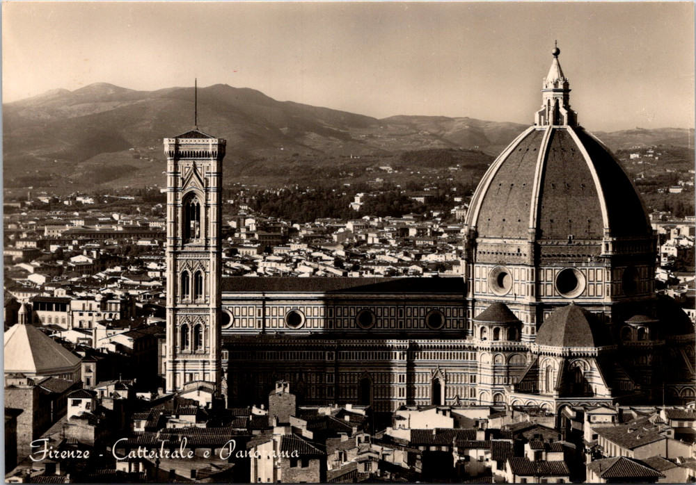 Vintage Postcard Florence Cathedral Panorama Italy