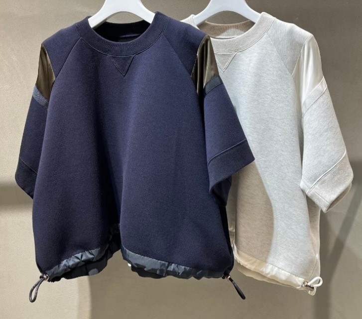 Women New Sacai Luck Splicing Contrasting Loose Casual T-shirt Half sleeved Top