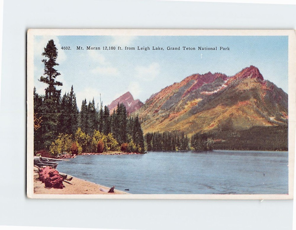 Postcard Mt. Moran Leigh Lake Grand Teton National Park Wyoming USA
