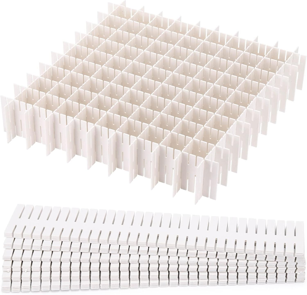 40Pcs Grid Drawer Dividers, Adjustable Drawer Organizer for Socks, Underwear, Li