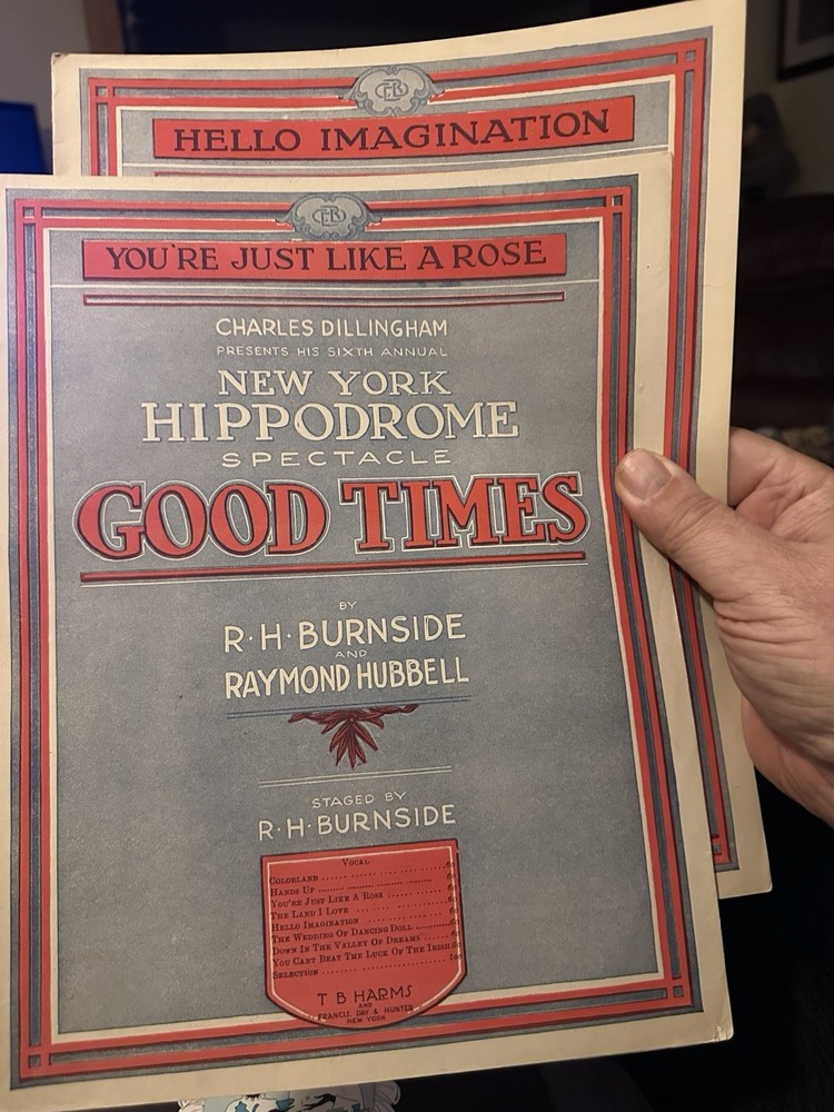 E 1920 2-pack Hippodrome Revue sheet music GOOD TIMES Burnside/Hubbell