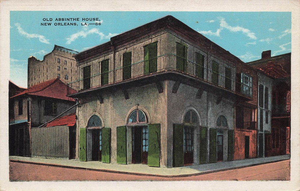 OLD ABSINTHE HOUSE BUILDING POSTCARD NEW ORLEANS LA LOUISIANA 1920s-image