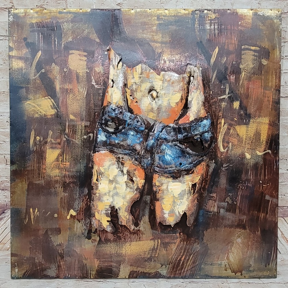 Abstract Metal Wall Art Sculpture of Woman with Ducks 3D Relief Modern Decor-image