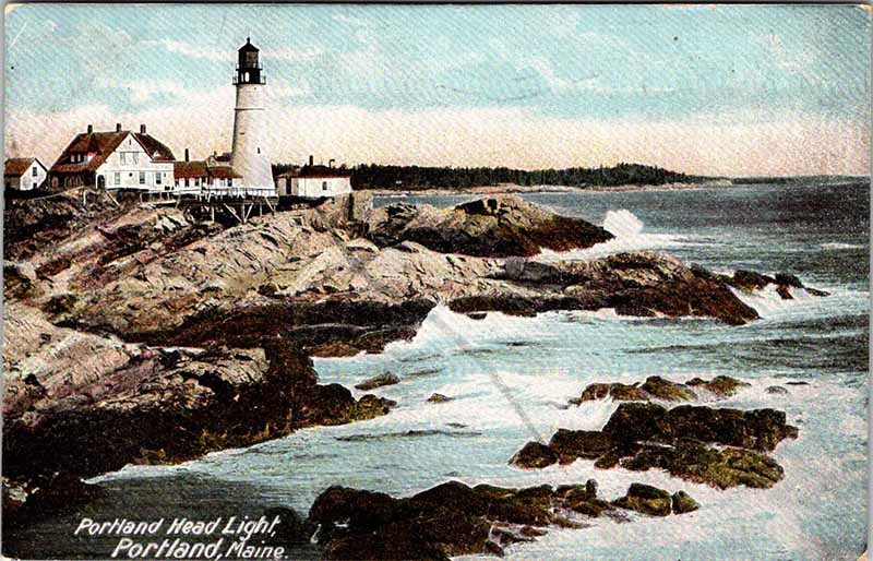 Postcard LIGHTHOUSE SCENE Portland Maine ME m/09 AK6465