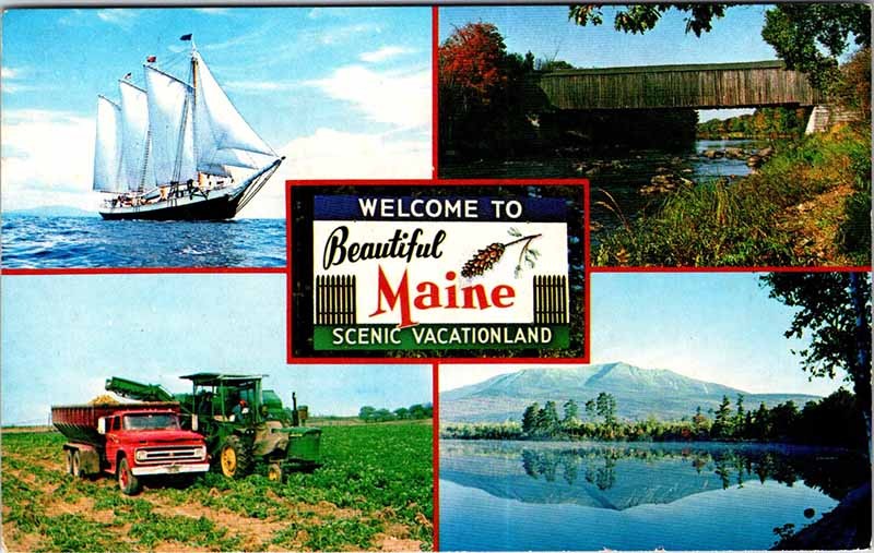 Postcard TOURIST ATTRACTION SCENE State of Maine ME AM8873