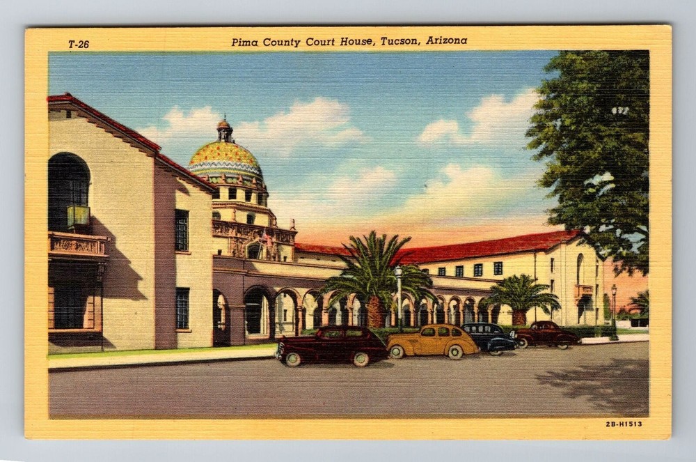 Tucson AZ-Arizona, Pima County Court House, Antique, Vintage Souvenir Postcard