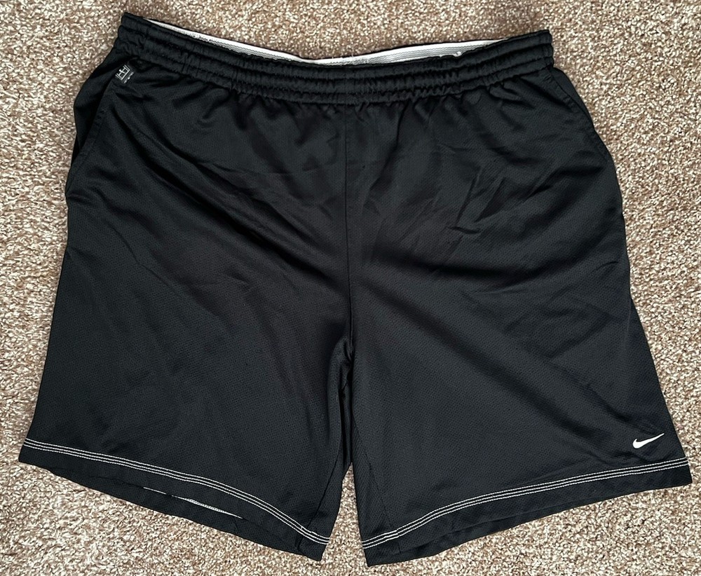 Nike Vintage Y2K Mesh Basketball Shorts Mens Size Large Black White Piping Logo