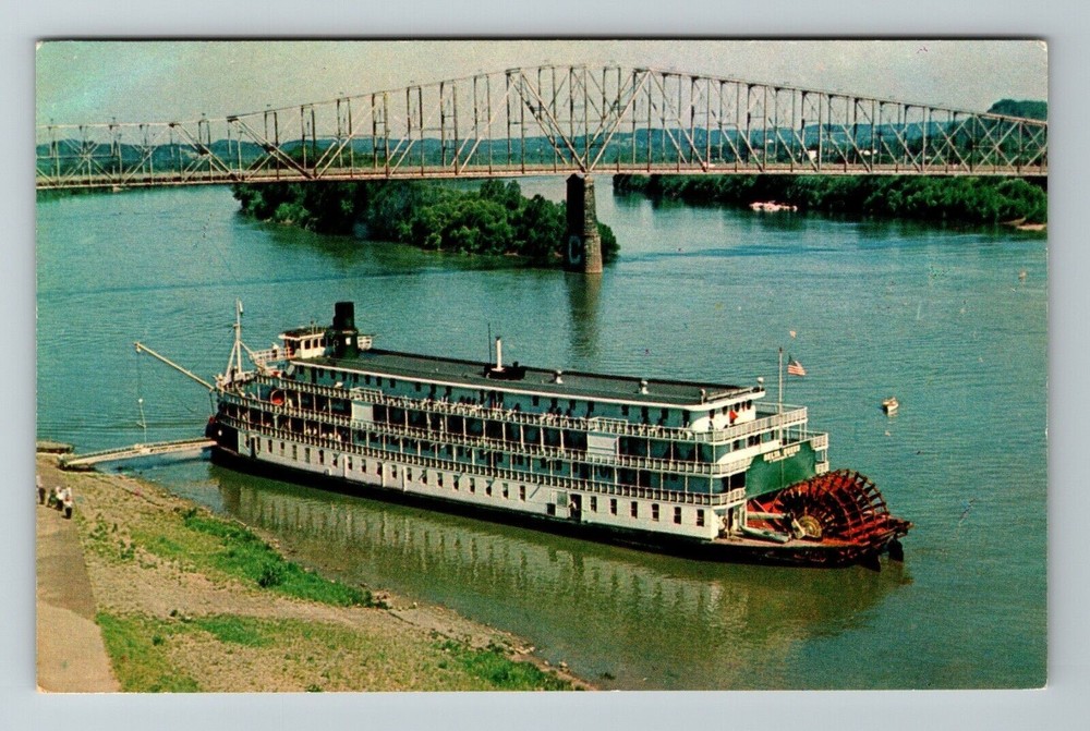 The Delta Queen, Aerial Scenic View Boat On Water, Vintage Postcard