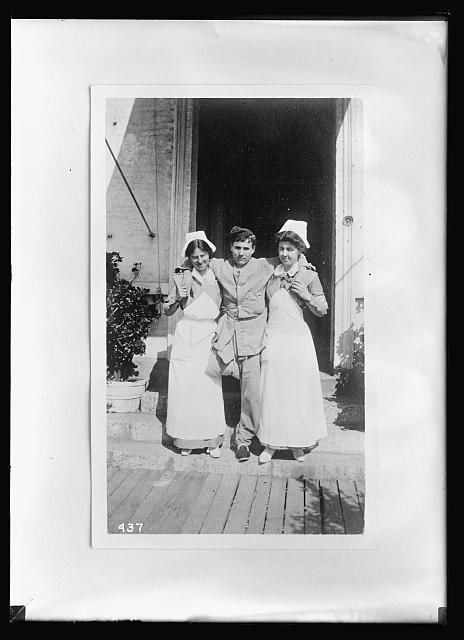 Photo:France 1917 American Red Cross Hospital Convalescent Nurses Crutches