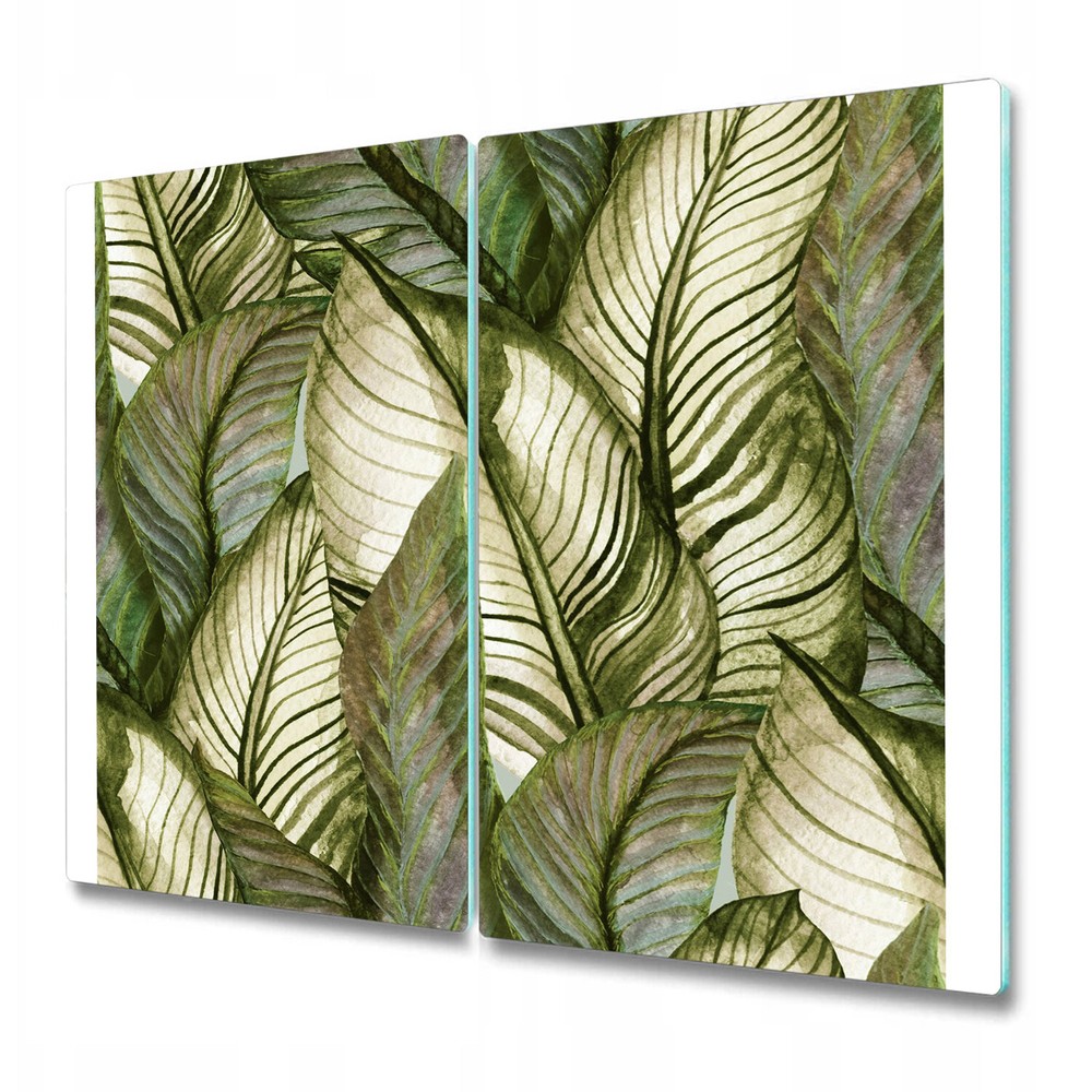 Glass Worktop Saver Kitchen Green Palm Monstera Leaves Floral Tropical 2x30x52