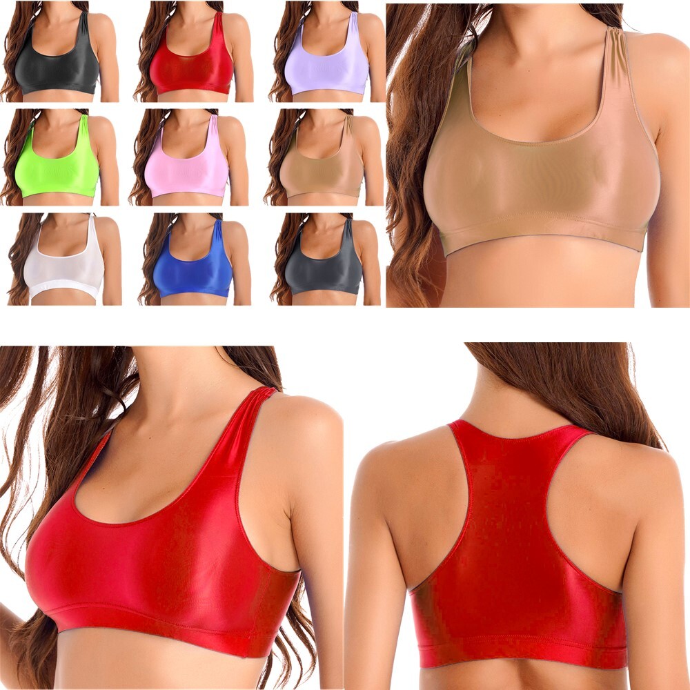 Women T-shirt Athletic Tops Active Crop Top Summer Bra U Neck Vest Gym Tee Swim