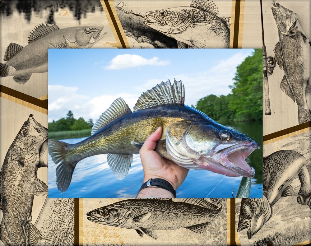 Walleye Fish Laser Engraved Wood Picture Frame Landscape (4 x 6)
