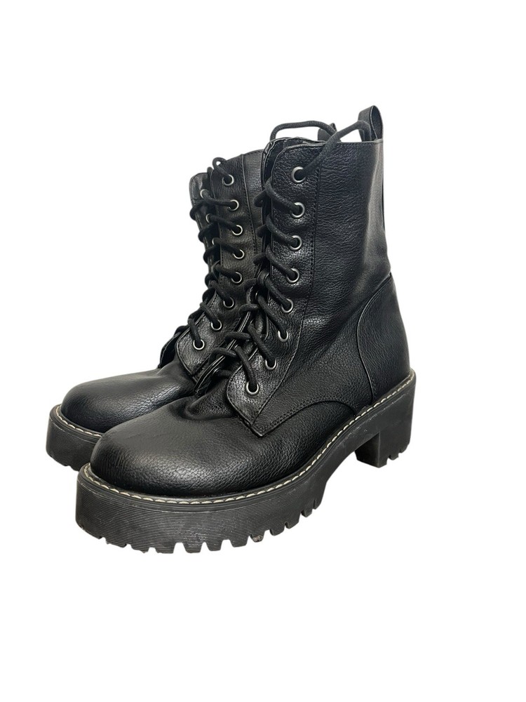 Unionbay Ginny 2 Black Womens Combat Boots Lace Up Zip Size 7.5M