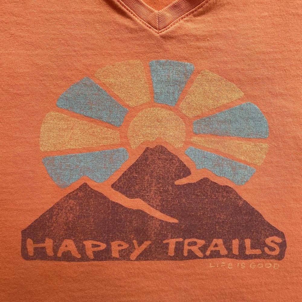 Life is Good T-shirt women’s Medium Happy Trails Crusher hiking Tee Sun Mountain