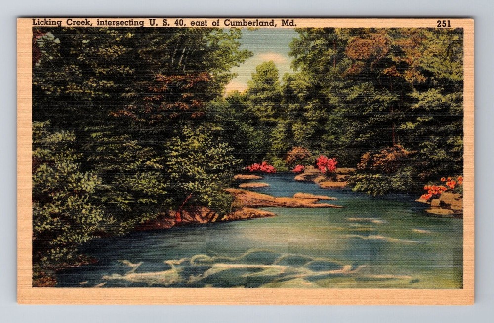 Cumberland MD-Maryland, Licking Creek, Antique Vintage Souvenir Postcard