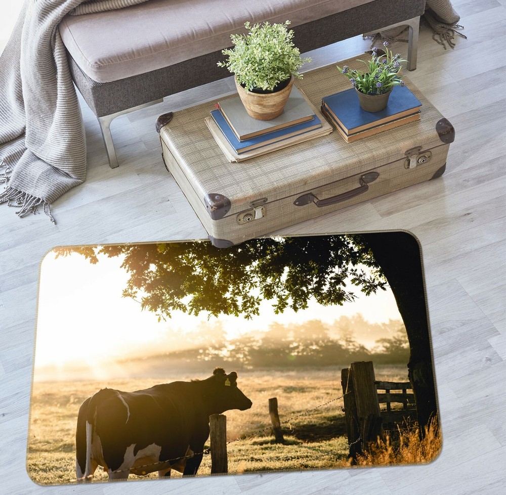 3D Sunshine Cow O3071 Animal Non Slip Rug Mat Elegant Photo Carpet Fay